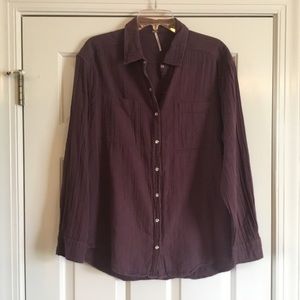 FREE PEOPLE purple gauze snap front shirt S M L